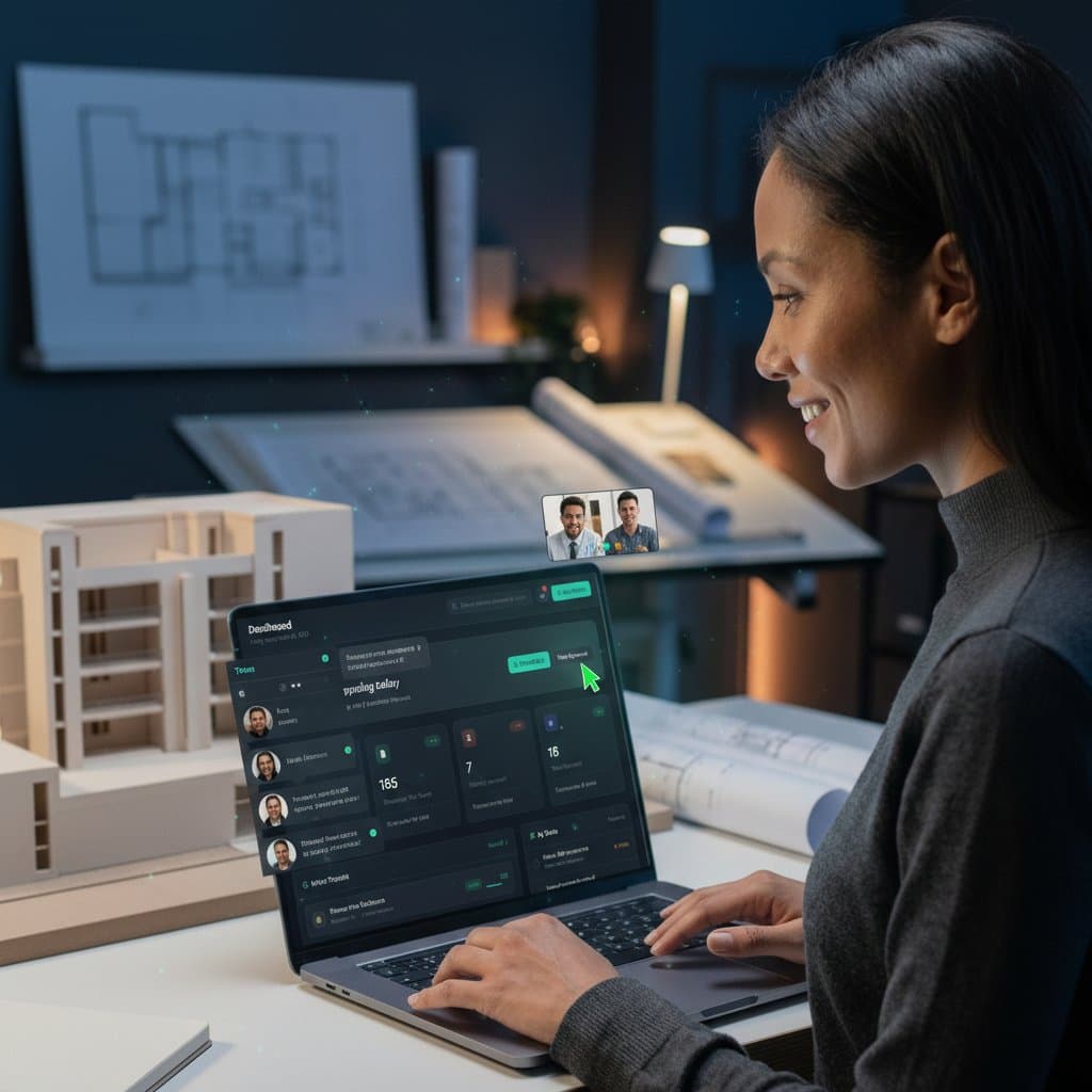 Architecture professional using Olumba project management dashboard